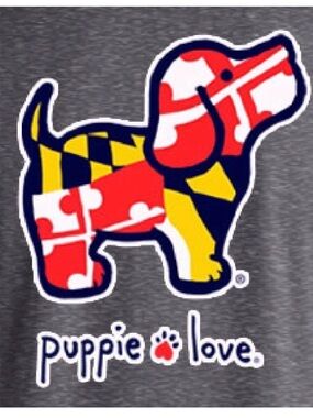 Puppie Love Rescue Maryland Flag Puppy NWT in Heather Gray Tshirt Size Medium